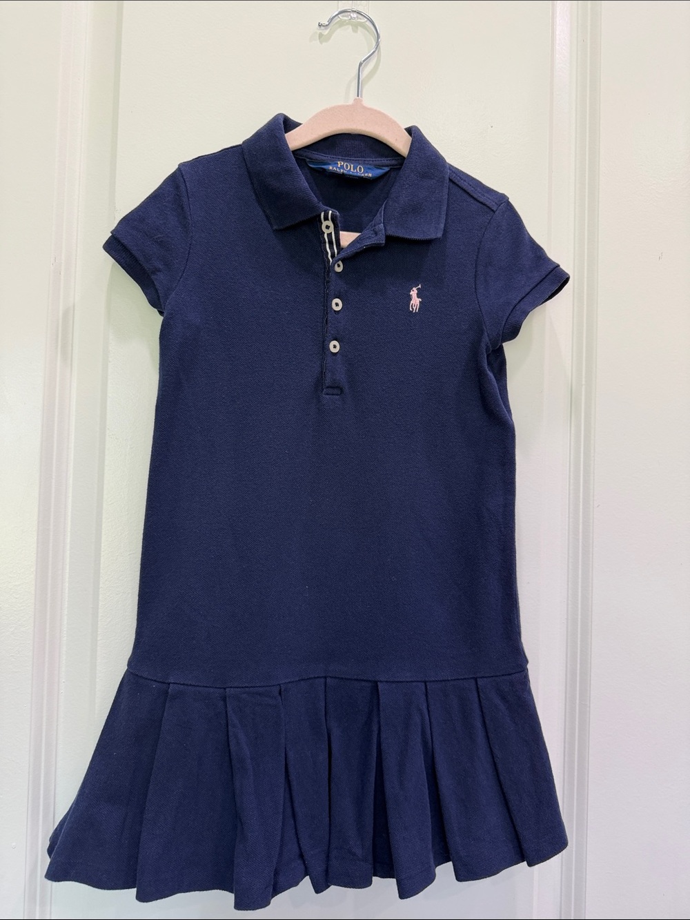 Polo by Ralph Lauren Navy Polo Dress with Pink Pony Logo